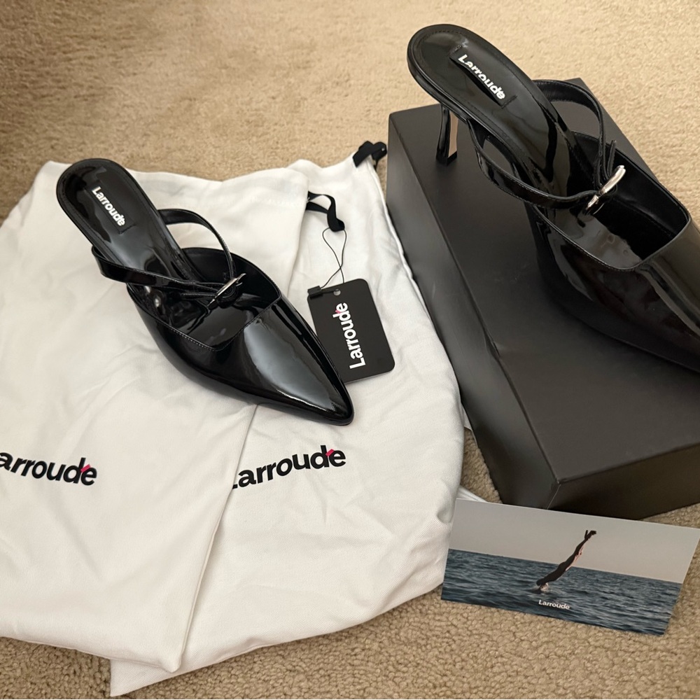 Larroude Glossy Black Patent Leather Shoes